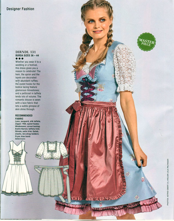 Linen Dirndl Blouse A, B, C 130, 09/16 Burda Style September 2016