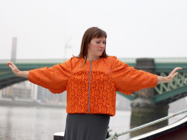 sewdots jacket - arms outstretched