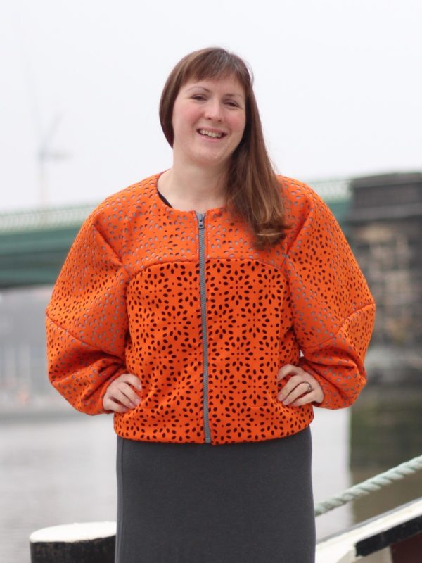 sewdots jacket - hands on hips