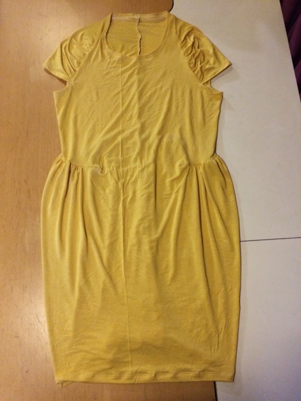 yellow Drape Drape dress – laid flat – FehrTrade