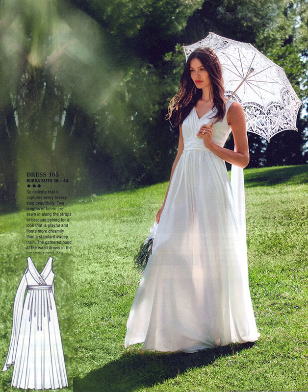 Silk Wedding Dress 104, 03/17 Burda Style March 2017