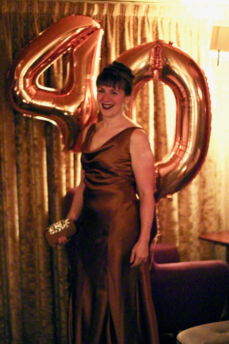 My bias silk 40th birthday gown FehrTrade