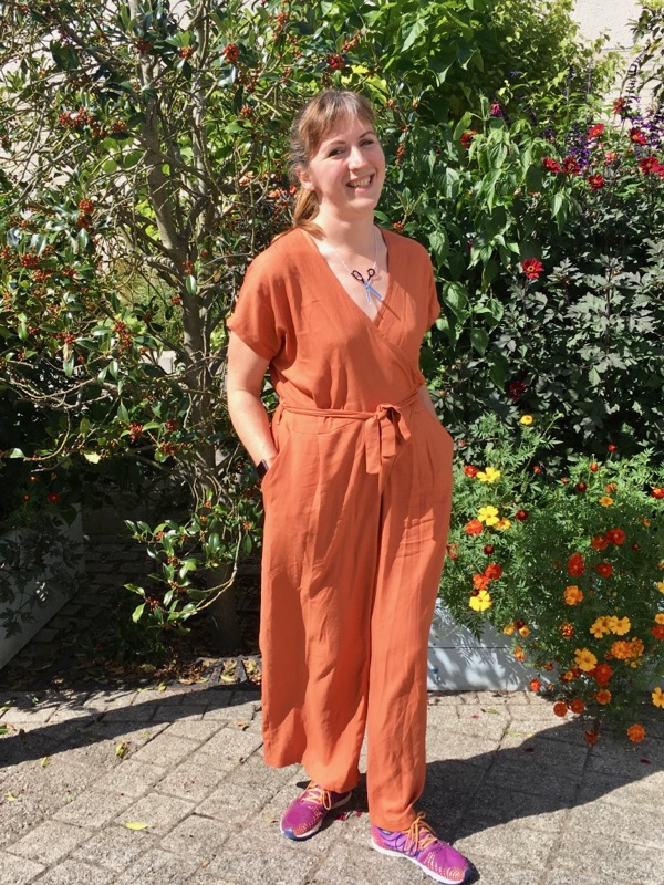 An orange Zadie jumpsuit sewn in a day – FehrTrade