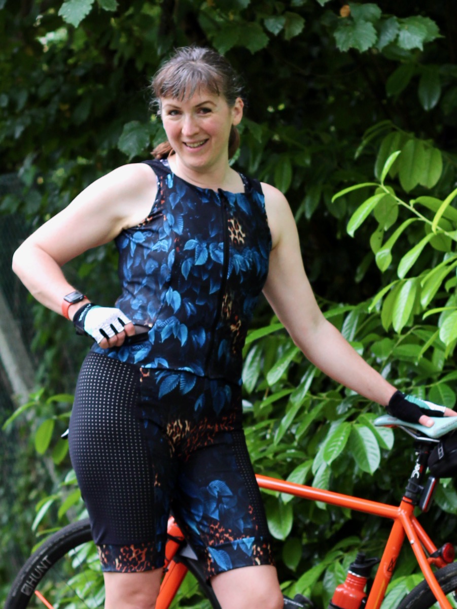 Womens Leggings shown in Red Wet Look Lycra Spandex, custom made by Suzi  Fox, shown with black waistband as seen in the play RENT.